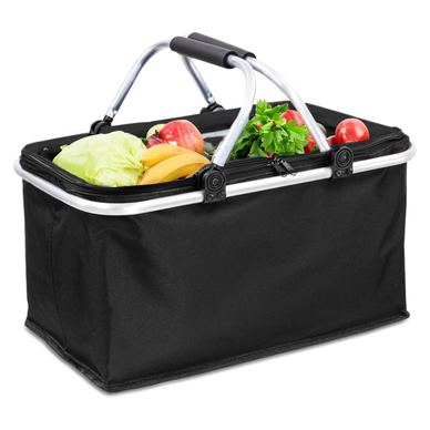 Cos Picnic SIYUAN, Cumparaturi, Plaja, termoizolant, pliabil, 48x28x22 cm, cadru aluminiu, impermeabil, Culoare negru