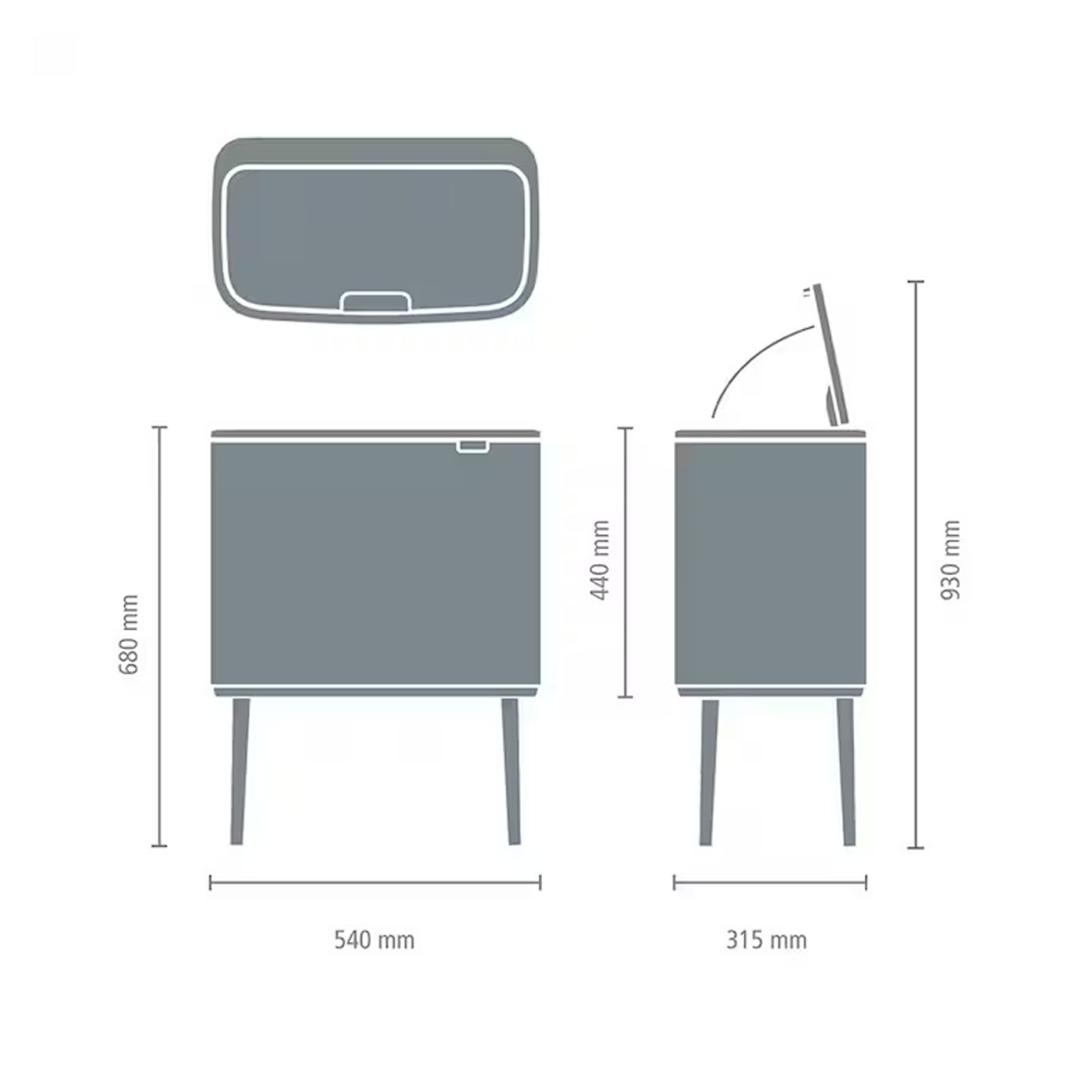 Кофа за боклук с крака, Brabantia, Bo Touch Bin, 36 литра, антрацит - 7