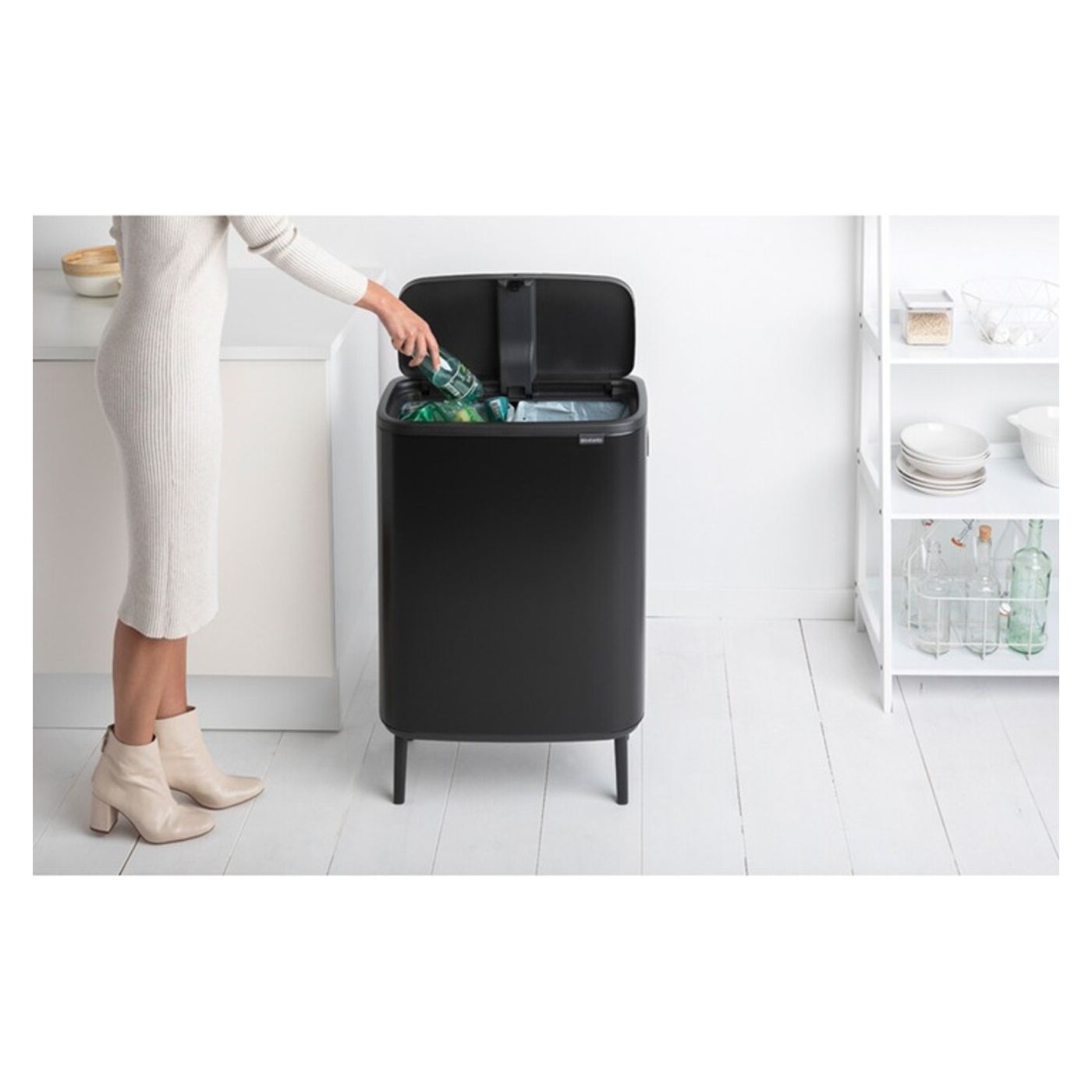 Кофа за боклук с крака, Brabantia, Bo Touch Bin Hi, 2 x 30 литра, матово черна - 3