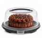 Pufo Cookies Кръгла плато с прозрачен капак за сервиране на торти, сладкиши, мъфини, Ø 30 см, Сиво thumbnail 1