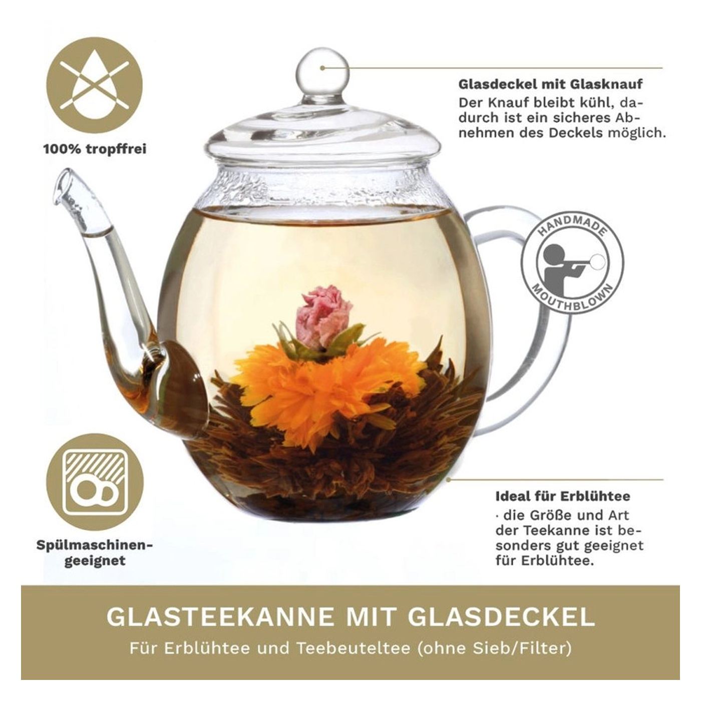 Чайник от стъкло Creano с капак, 500 ml, термоустойчив, не капещ - 4