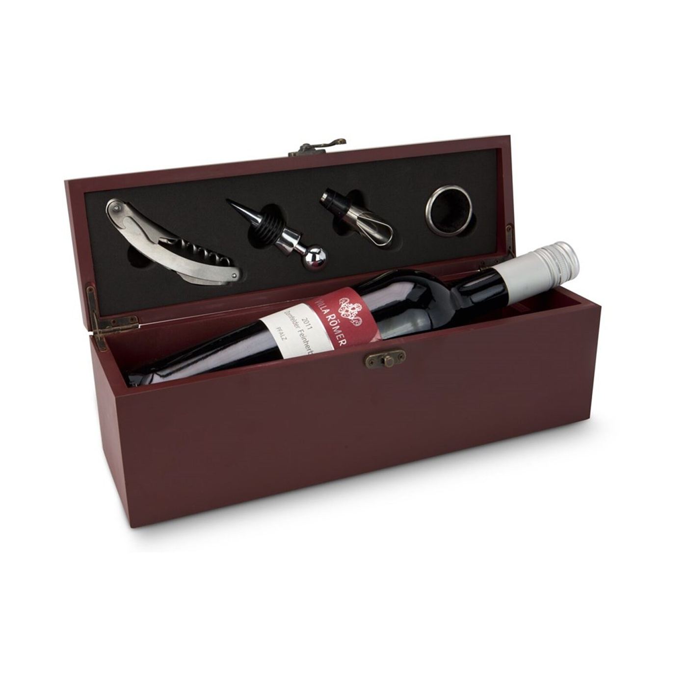 Кутия за аксесоари за вино Rominox Vino Classic, дърво, 4 аксесоара, подарък, без вино - 2