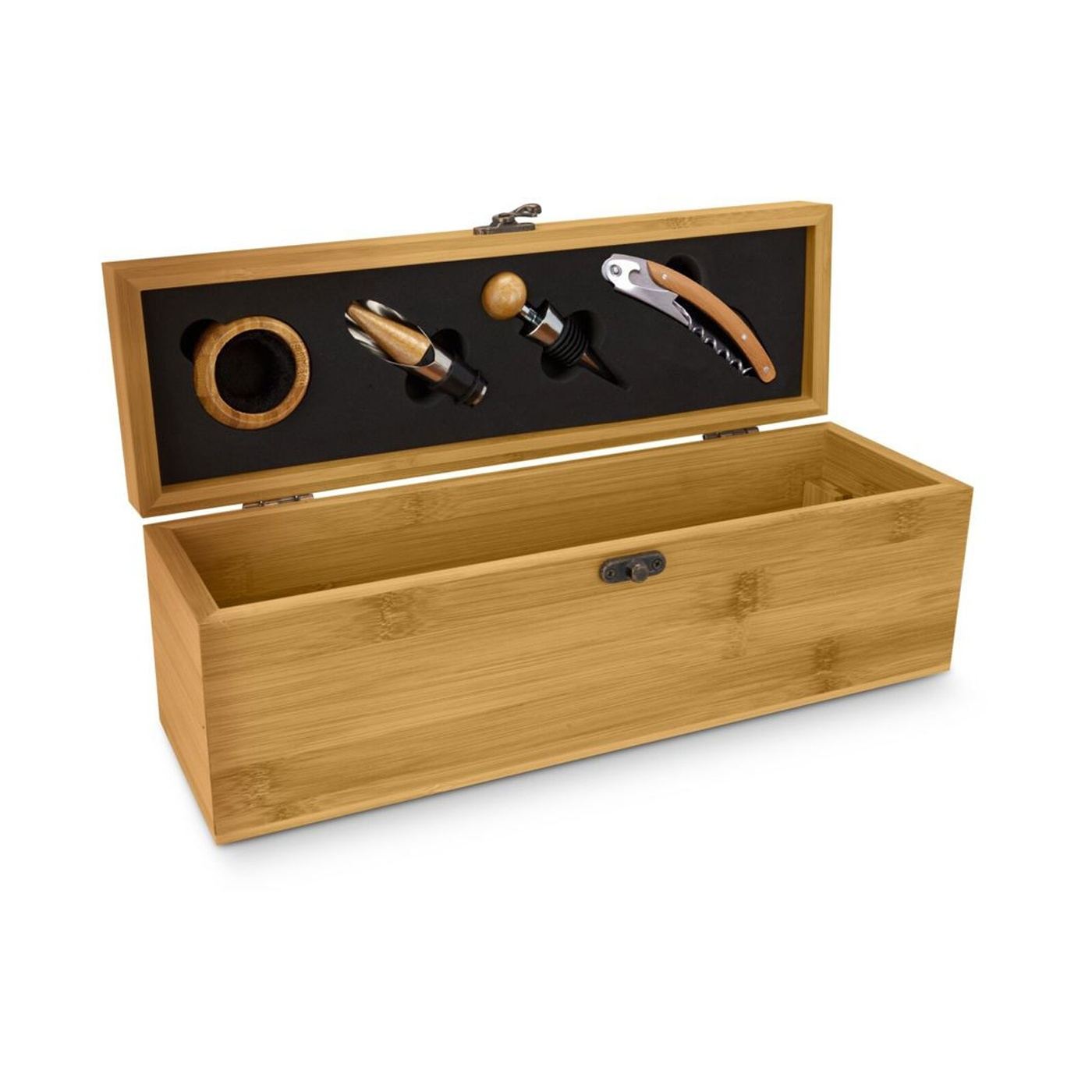 Кутия за аксесоари за вино Rominox Vino Bamboo, бамбук, 4 аксесоара, презентация за подарък, без вино - 3