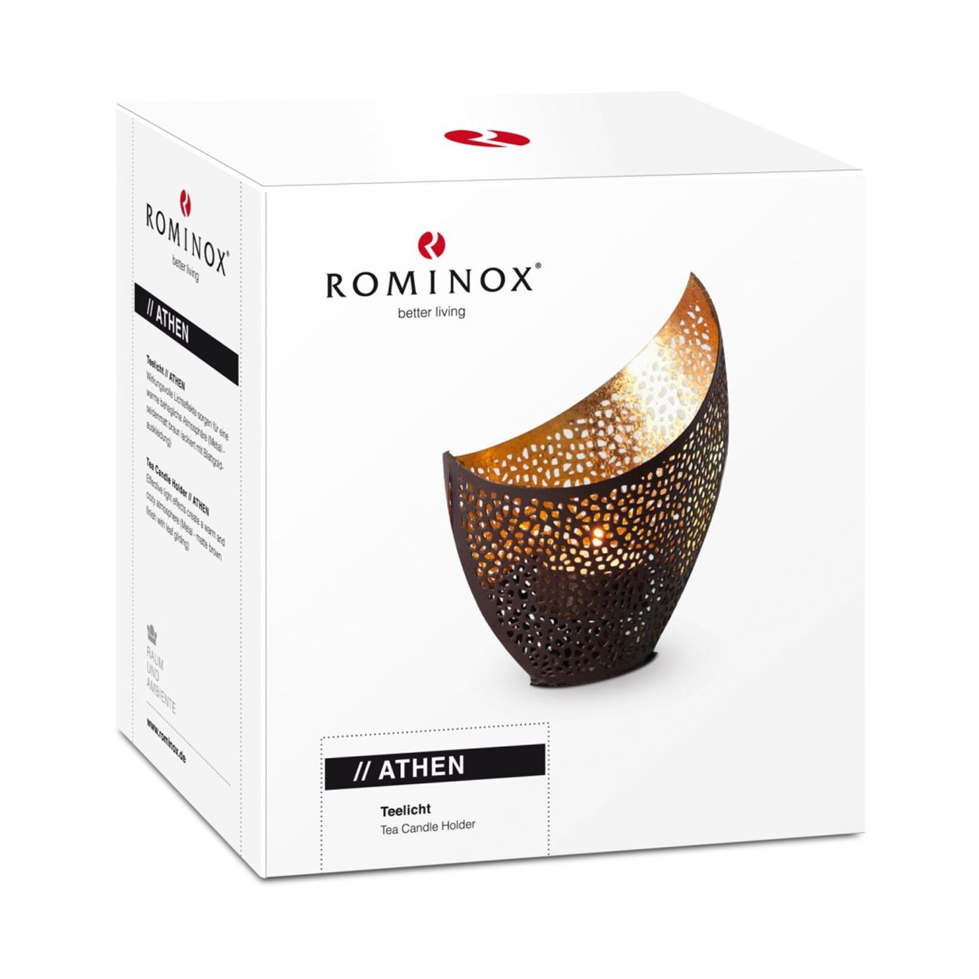 Свещник Rominox Athen, кафяв/златист метал, ръчна изработка, декоративен ефект, 11 x 8 x 14,5 cm - 2