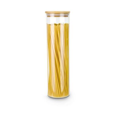 Borcan depozitare Rominox Longo, 1,4 L, pentru paste lungi, capac bambus, etansare