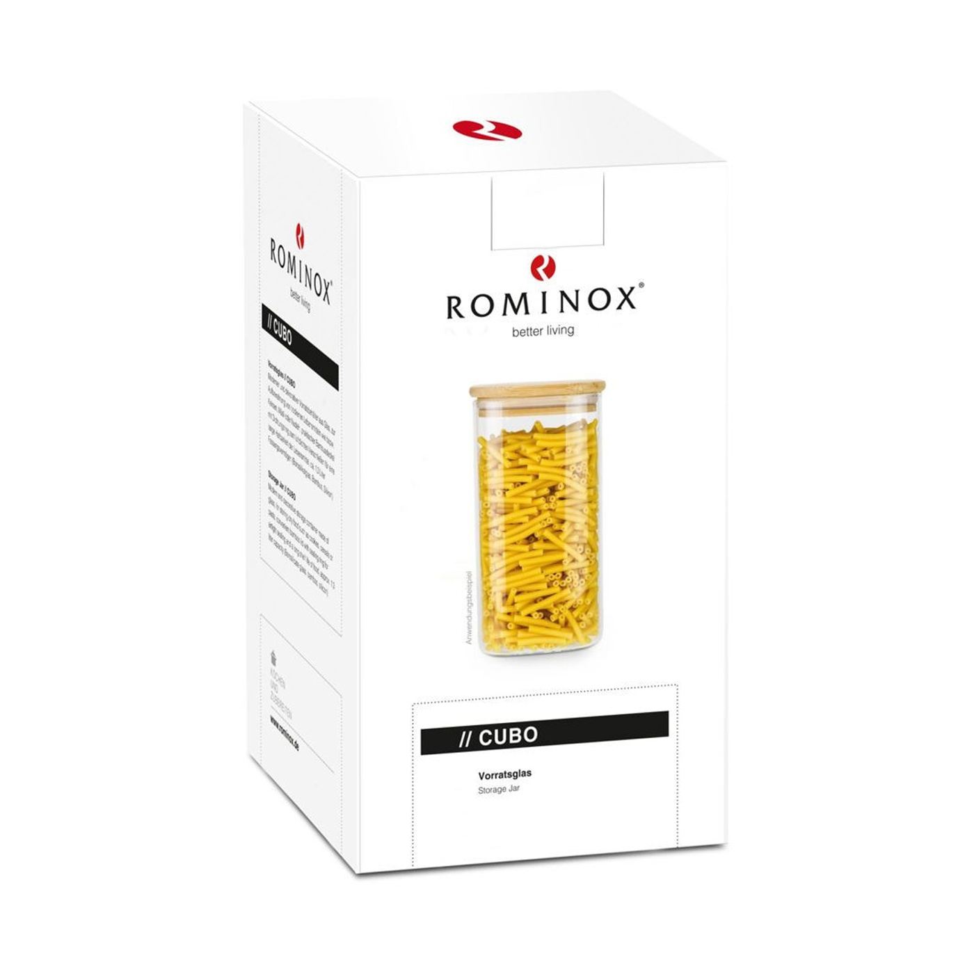 Буркан за съхранение Rominox Cubo, 1,3 л, боросиликатно стъкло, бамбуков капак, затварящ се - 5