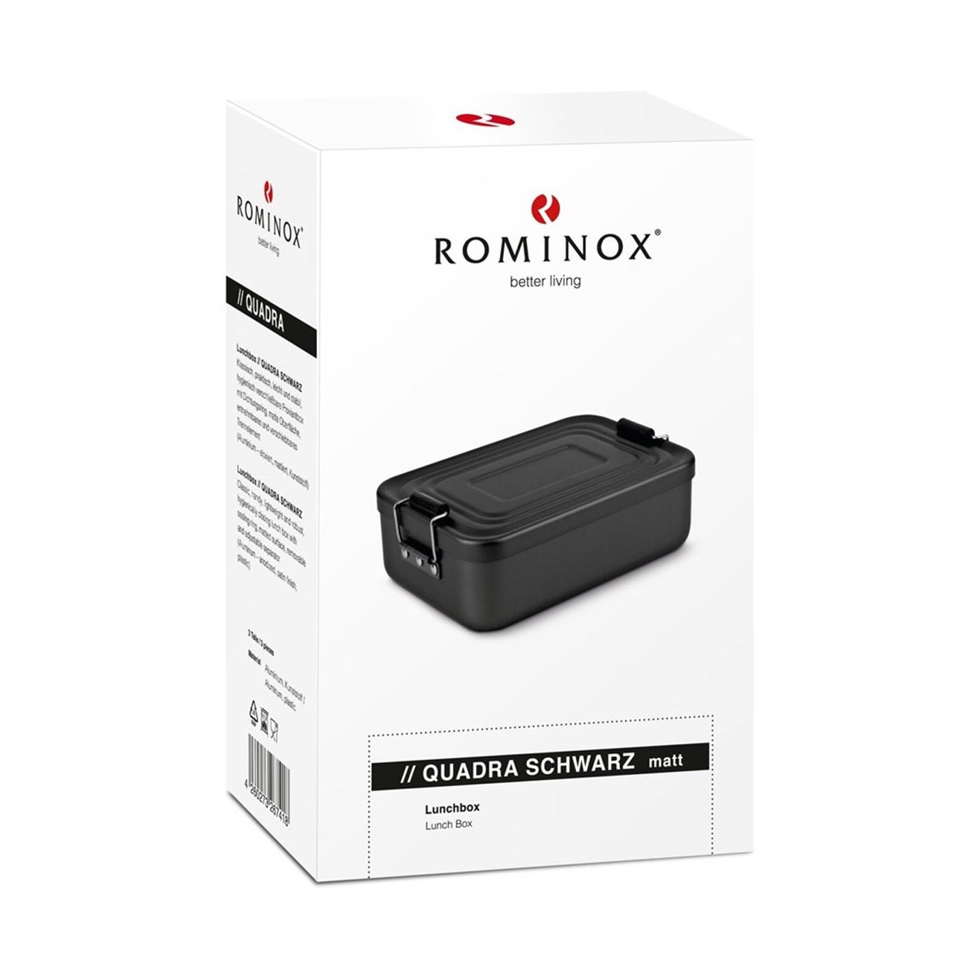 Кутия за обяд Rominox Quadra Мат черен, 900 мл, алуминий, регулируема преграда, херметично затваряне - 5