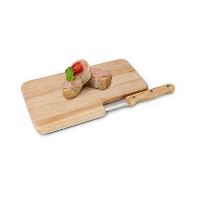 Πίνακας σερβιρίσματος πρωινού Rominox Cena, ξύλινος, με ενσωματωμένο οδοντωτό μαχαίρι, για σνακ, 23 x 14,5 cm
