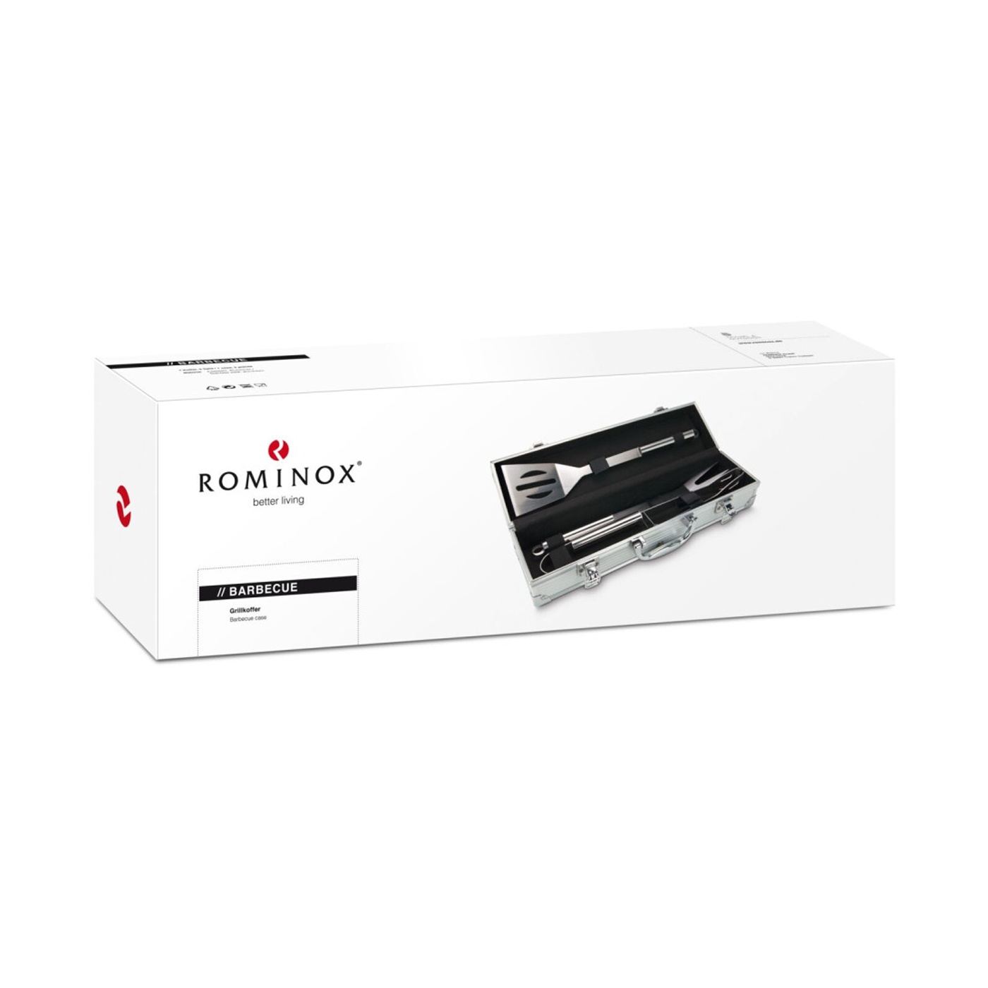 Комплект за барбекю Rominox, 3 части, алуминиева чанта, неръждаема стомана, щипци, лопатка, вилица - 4