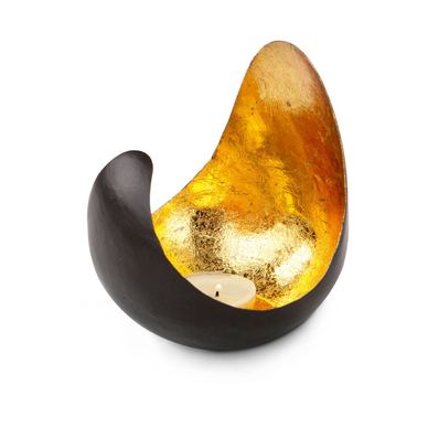 Κηροπήγιο Rominox Kalina, μέταλλο καφέ/χρυσό, χειροποίητο, φωτεινό εφέ, 12 x 12 x 13,7 εκ.