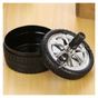 Scrumiera metalica Pufo Angry Wheel, antivant cu buton, 10 cm, negru/ argintiu thumbnail 4