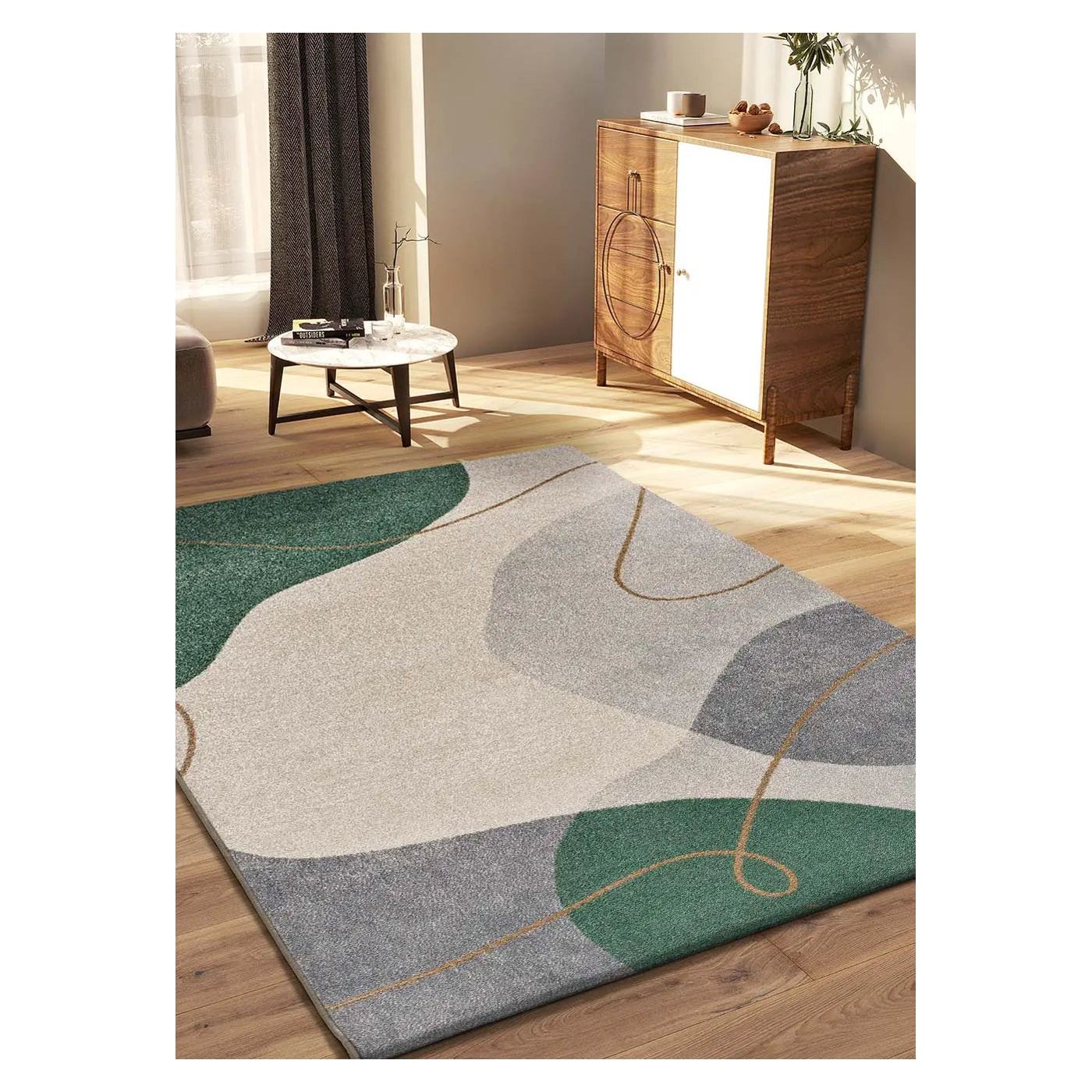 ATTICGO Covor abstract verde / beg EDESA 12900, 160x230 cm