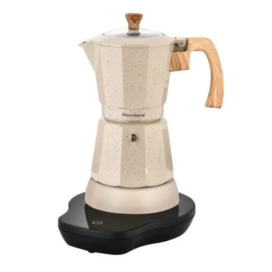 Ηλεκτρική κουβανέζικη καφετιέρα Klausberg KB 7999, 500W, 6 φλιτζάνια, Ενσωματωμένη θέρμανση, Ασφαλιστική βαλβίδα, Μπεζ μάρμαρο