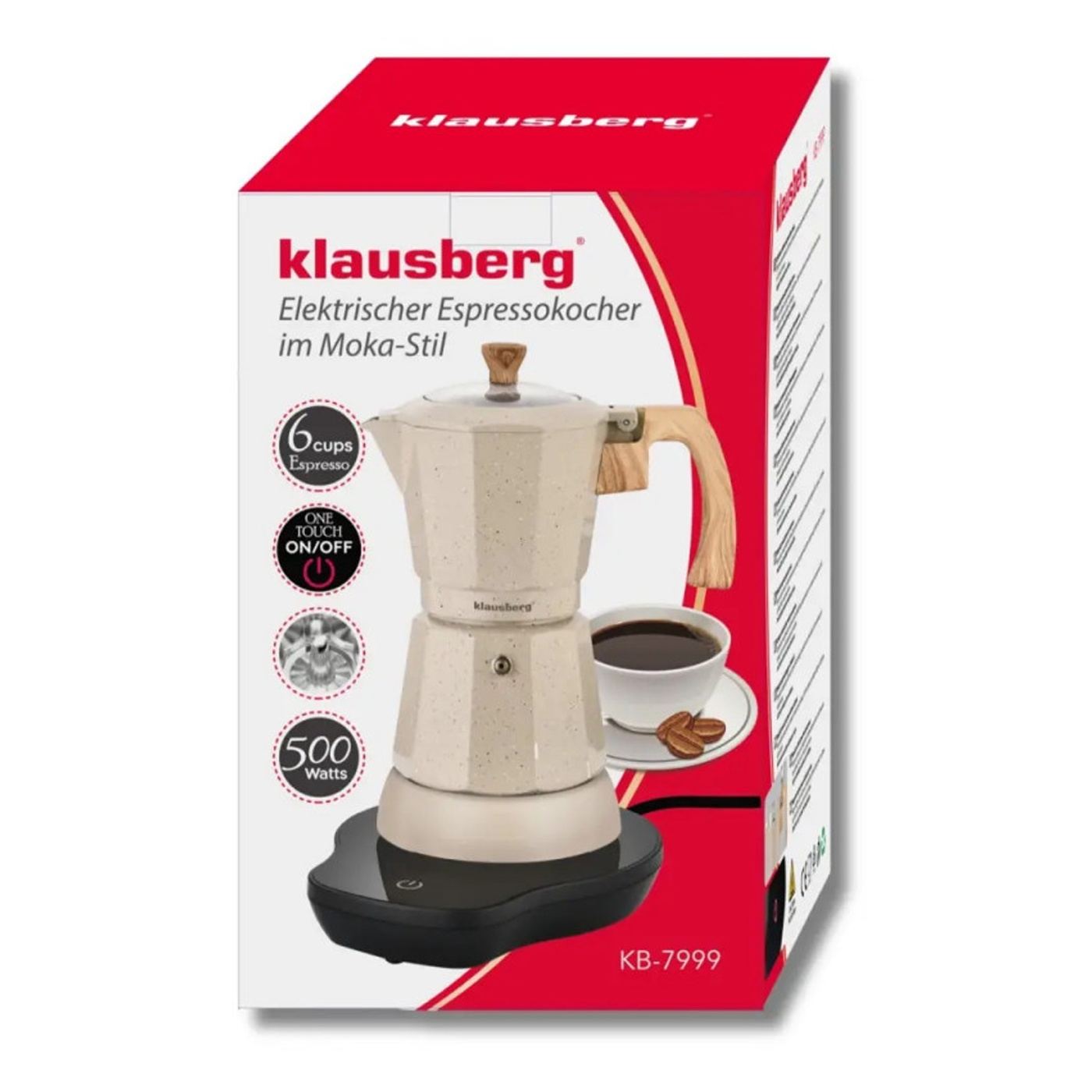 Ηλεκτρική κουβανέζικη καφετιέρα Klausberg KB 7999, 500W, 6 φλιτζάνια, Ενσωματωμένη θέρμανση, Ασφαλιστική βαλβίδα, Μπεζ μάρμαρο - 15