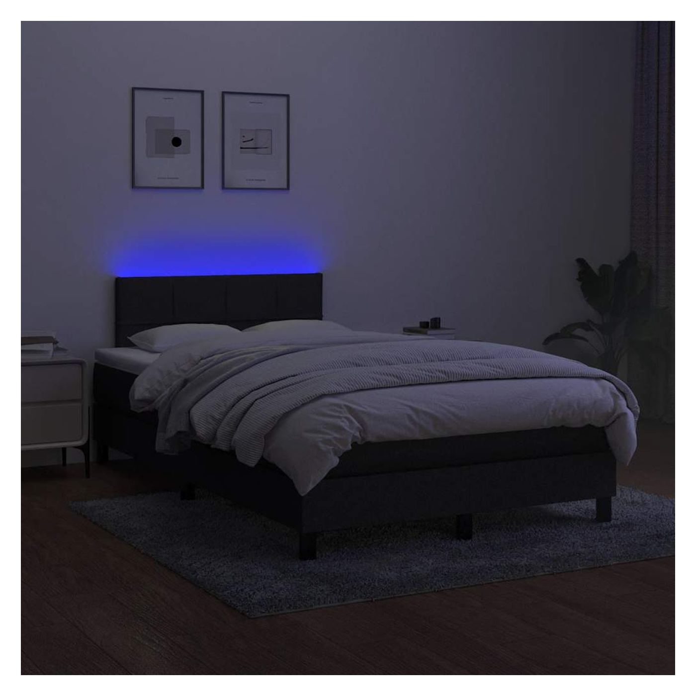 Okvir za krevet s madracem i LED rasvjetom, crni, 120x200 cm, tekstil - 4