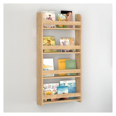Стенна библиотека Montessori TopMebel от меламин в цвят сапфирен дъб 60x15x120cm