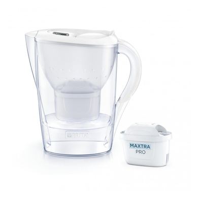 Филтър за вода Brita Marella Cool Memo, 2.4 L, с електронен индикатор Memo, филтър Maxtra Pro, без BPA, бял.
