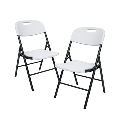 Set 2 Scaune Grădină Pliabile Kiwari®, 46x53x87 cm, Cadru Metalic, 120 kg, Mobilier Exterior pentru Terasă/Balcon/Camping, Alb