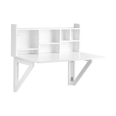 SoBuy Masă pliabilă de perete cu raft Birou Masă Loft 2-în-1 FWT07-II-W