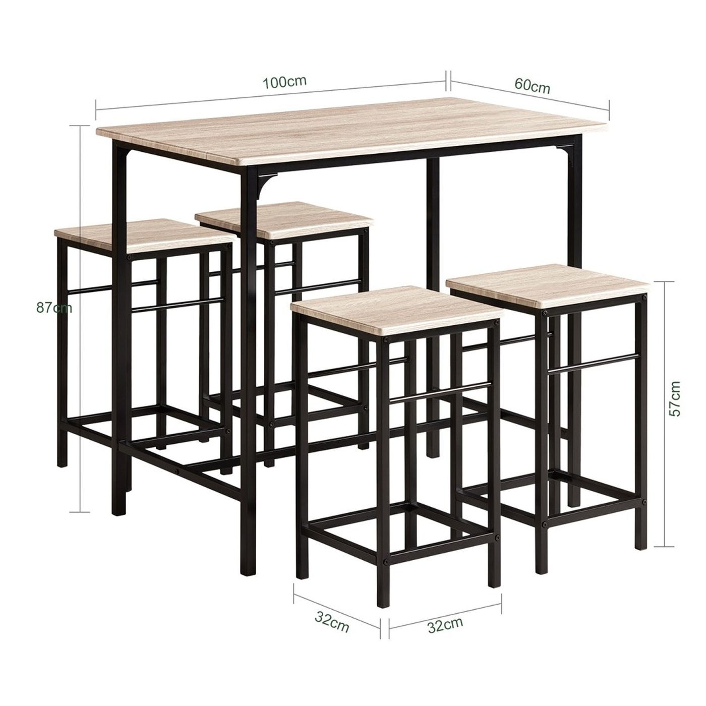 SoBuy Set Masă Bar cu 4 Scaune - 3