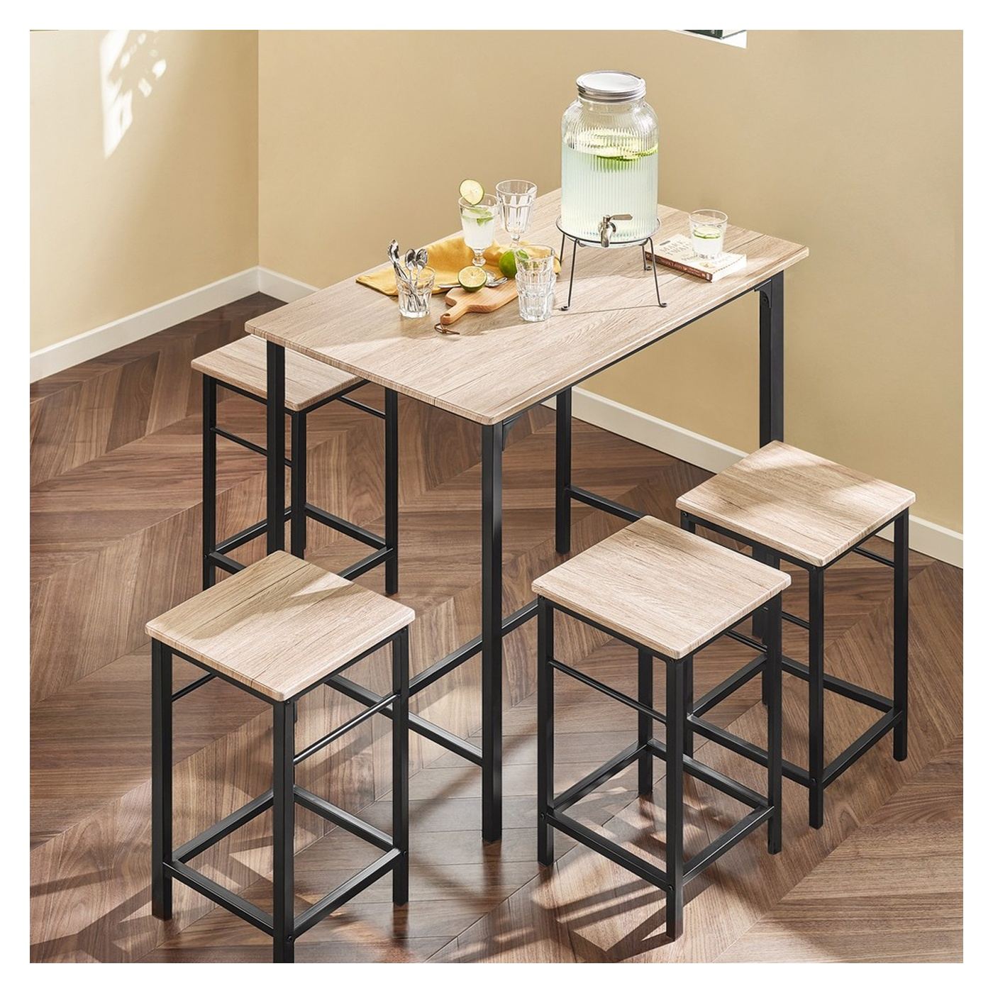 SoBuy Set Masă Bar cu 4 Scaune - 11