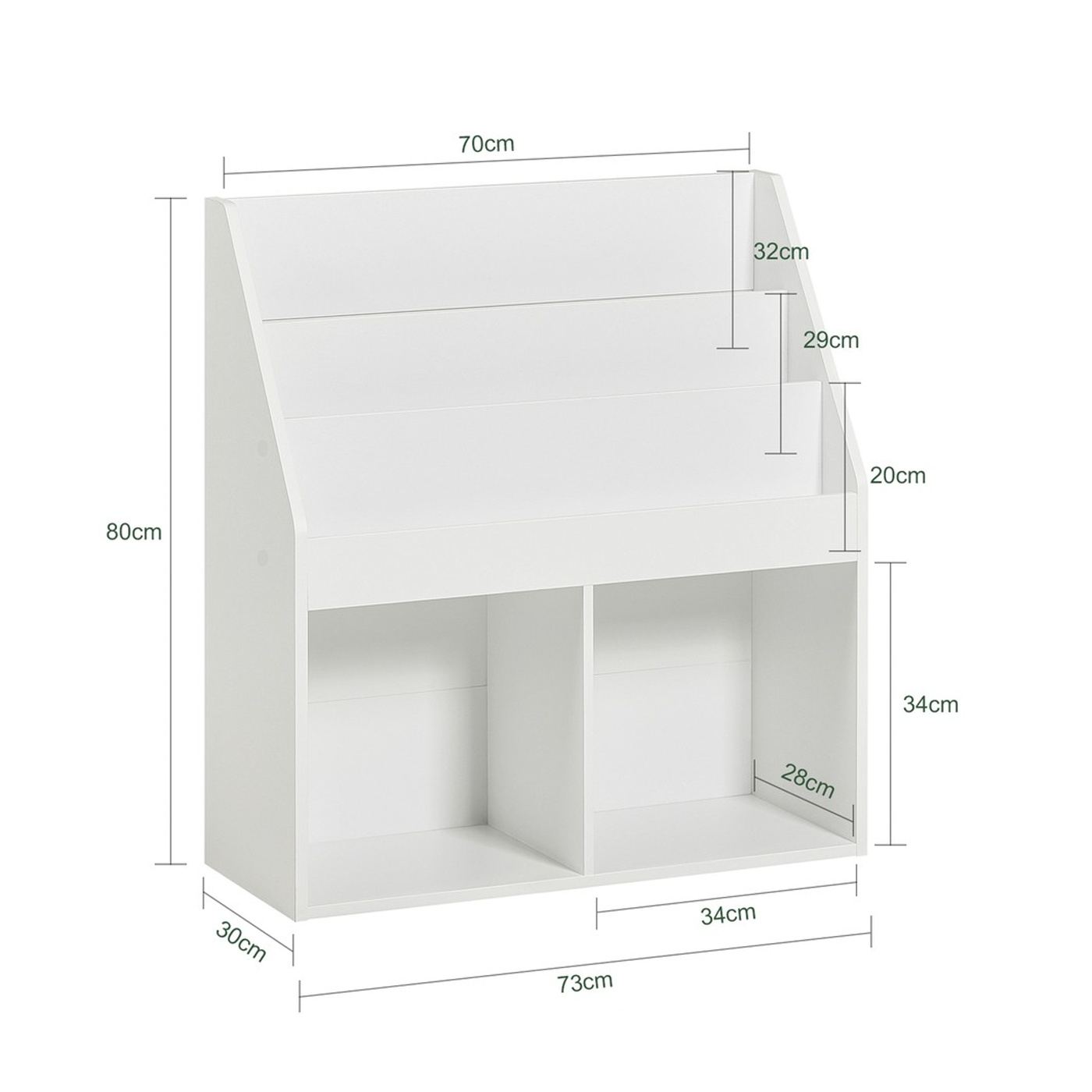 SoBuy Otroška knjižna polica in shramba za igrače, bela 68x30x68 cm KMB01-II-W - 3