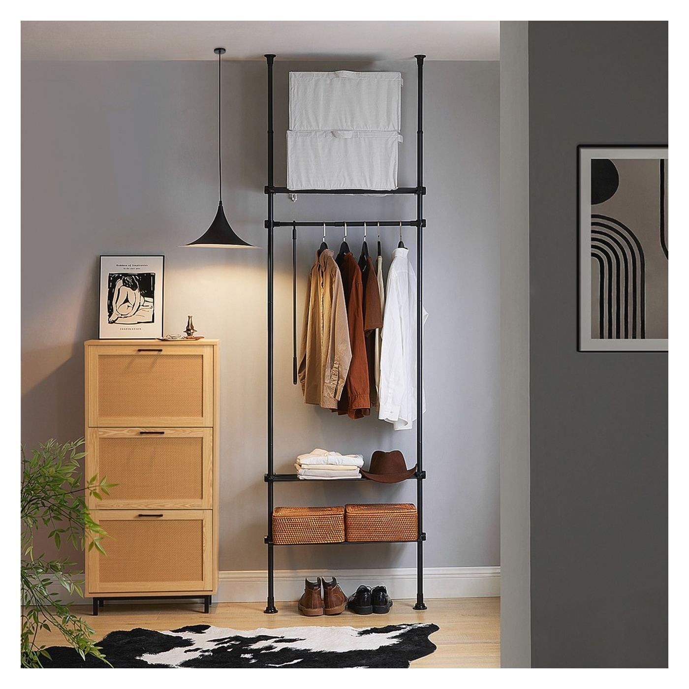 SoBuy KLS07-SCH Garderobă telescopică cu reglare pe înălțime, 160 cm, Alb - 2