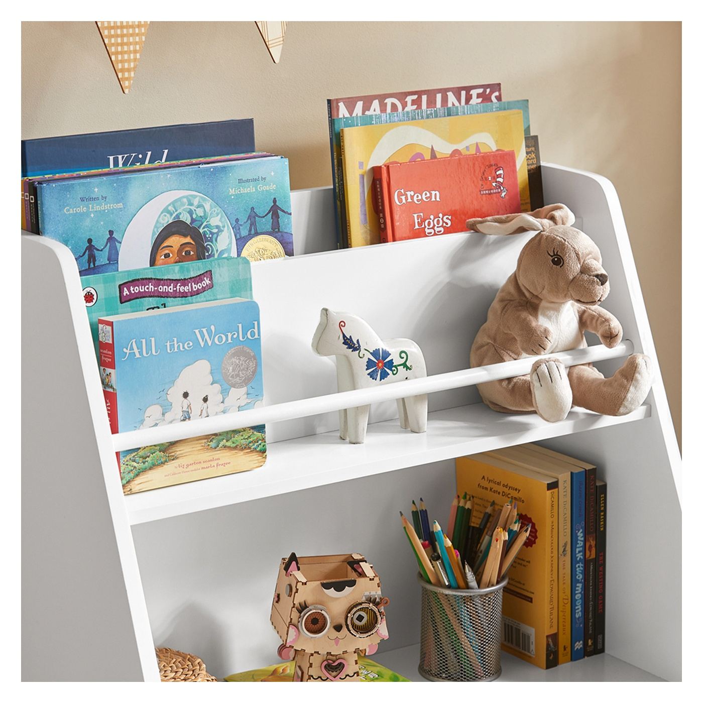 SoBuy Otroška polica s predali in 3 koši, organizator za igrače, 63x80x28 cm - 5