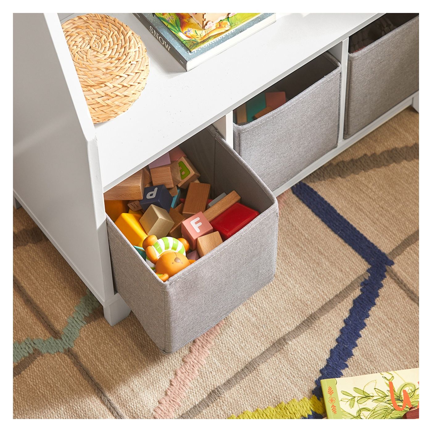 SoBuy Otroška polica s predali in 3 koši, organizator za igrače, 63x80x28 cm - 6