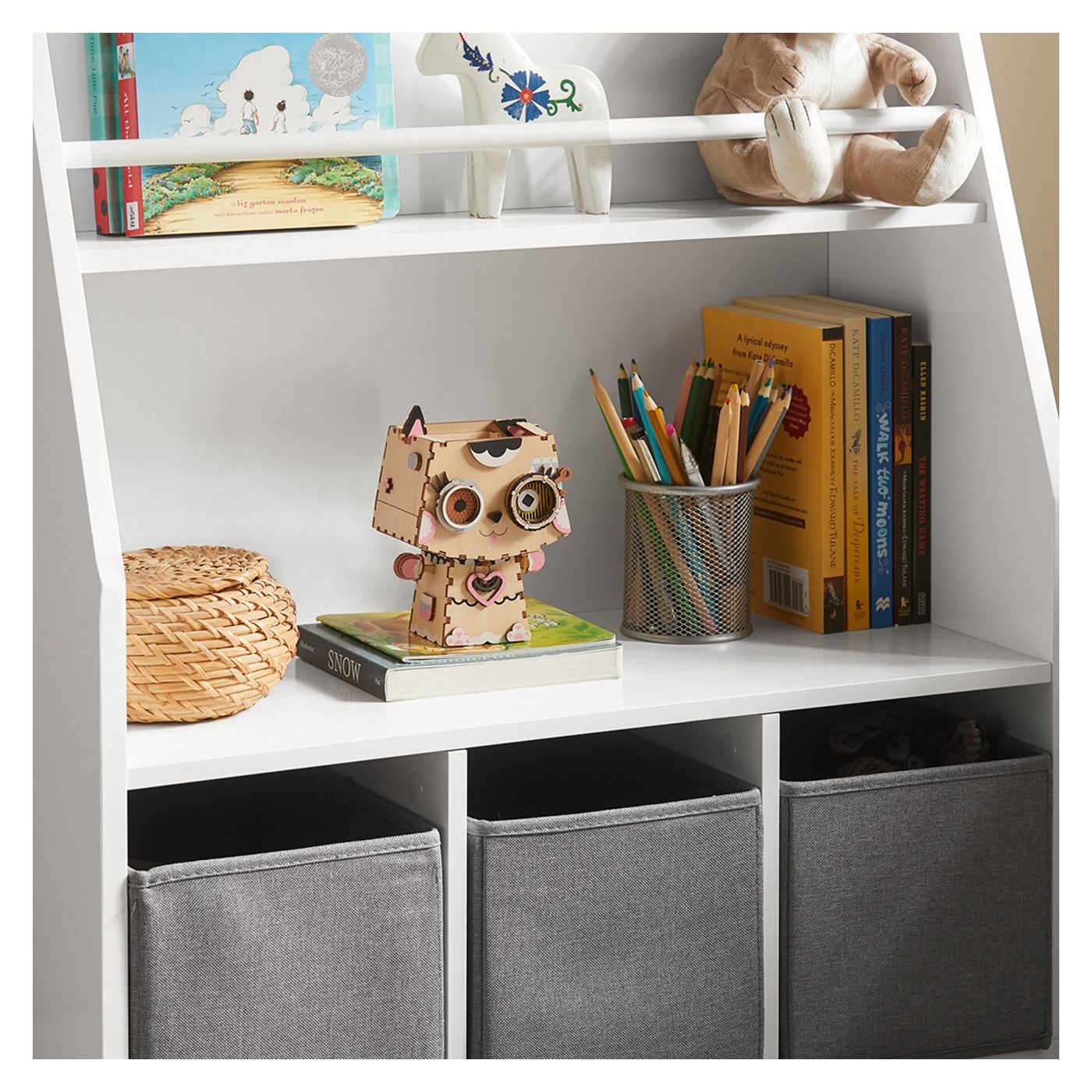 SoBuy Otroška polica s predali in 3 koši, organizator za igrače, 63x80x28 cm - 8