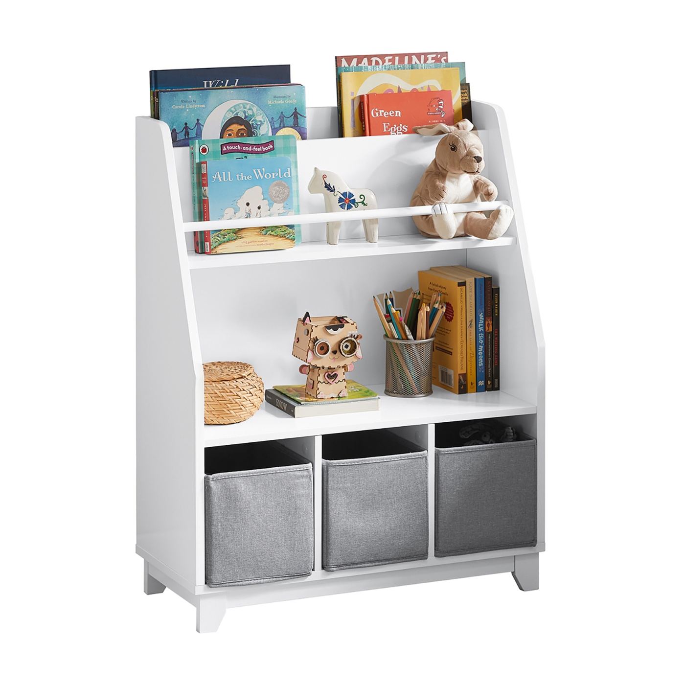 SoBuy Otroška polica s predali in 3 koši, organizator za igrače, 63x80x28 cm - 12