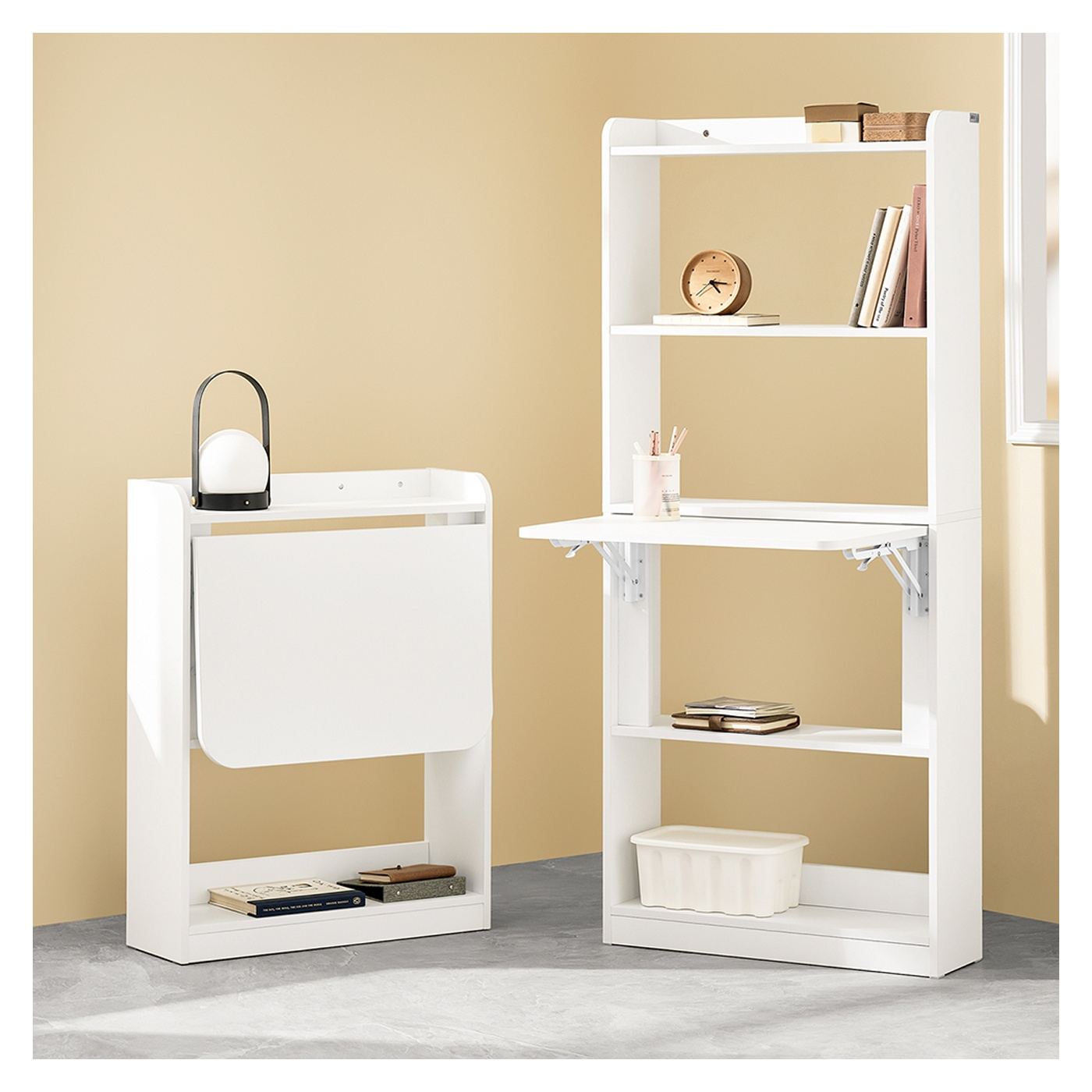 SoBuy Birou Pliabil cu Raft, Consola Ingusta, Alb FWT92-W - 13