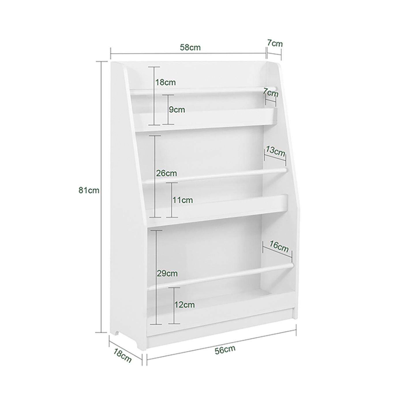 SoBuy KMB45-W Raft Alb pentru Copii cu Organizator - 3