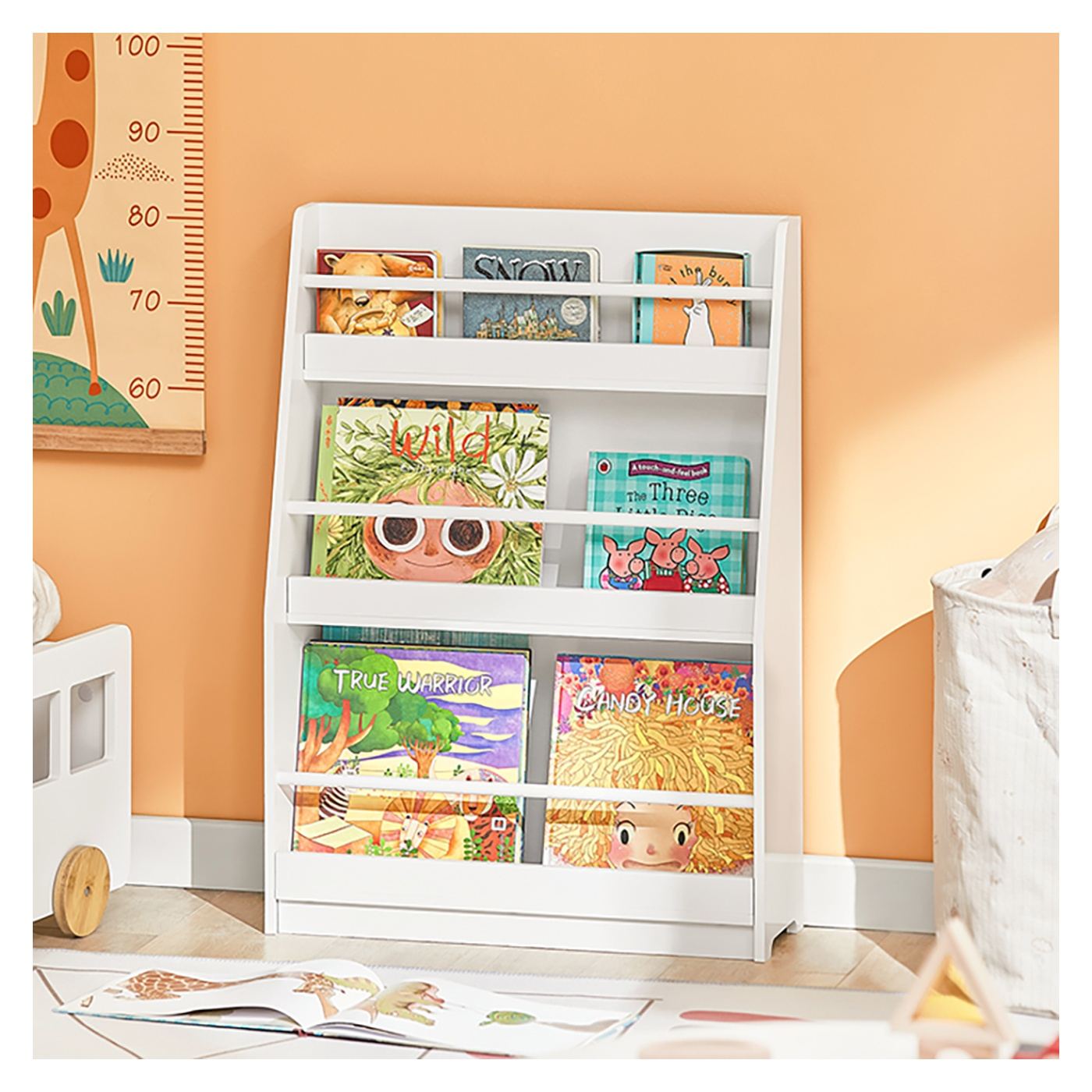 SoBuy KMB45-W Raft Alb pentru Copii cu Organizator - 5
