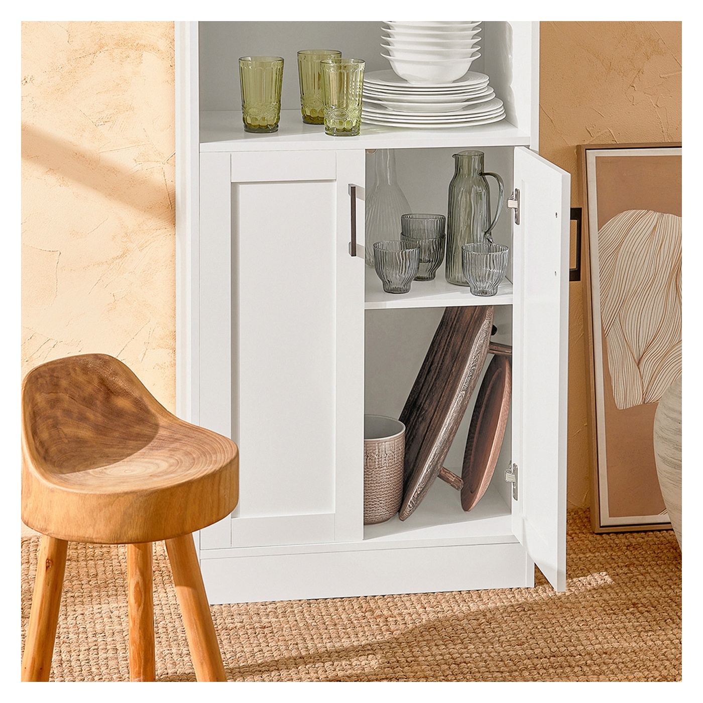 SoBuy FSB47-W Bela kuhinjska omarica z 2 policama in vrati 60x120x39 cm - 9