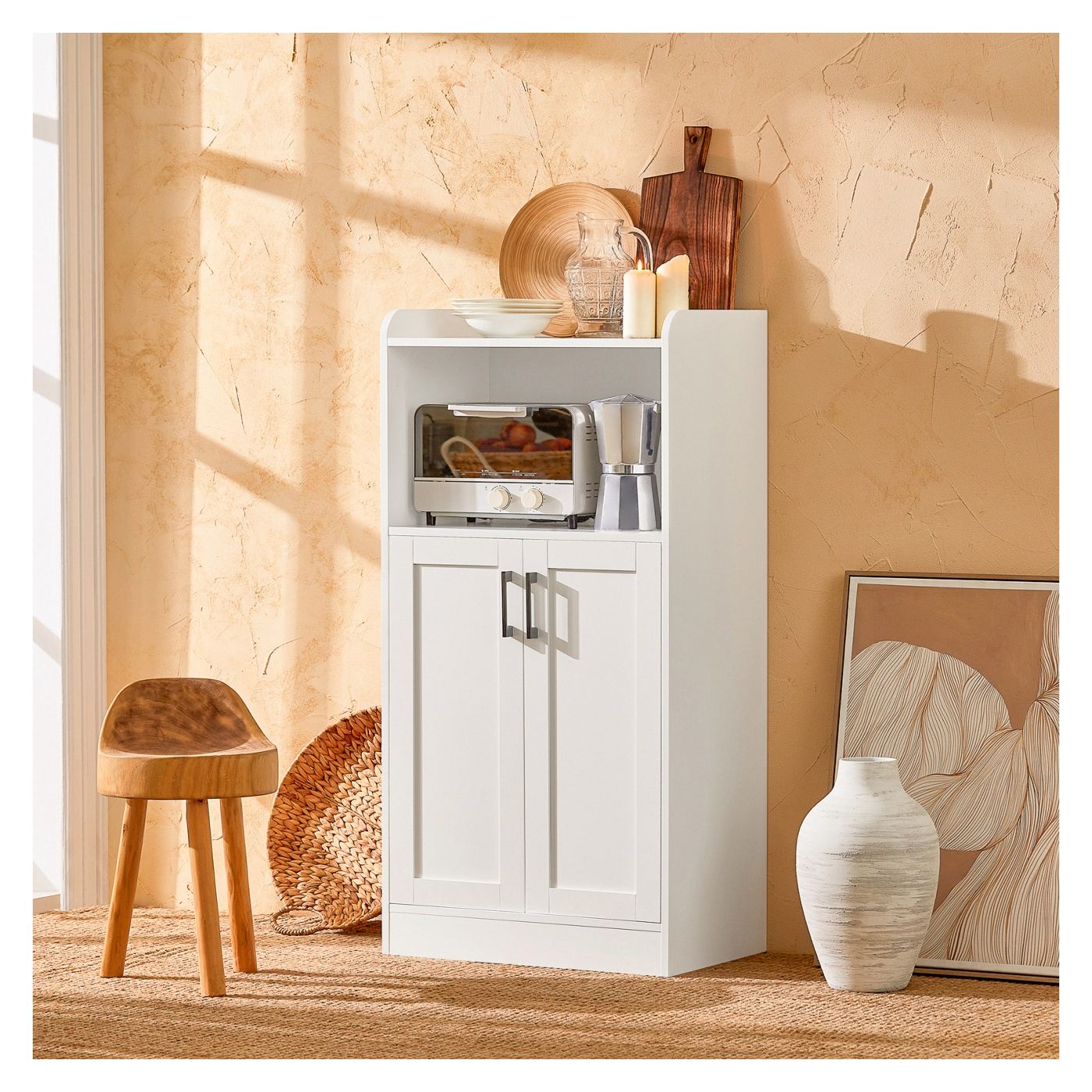 SoBuy FSB47-W Bela kuhinjska omarica z 2 policama in vrati 60x120x39 cm - 14