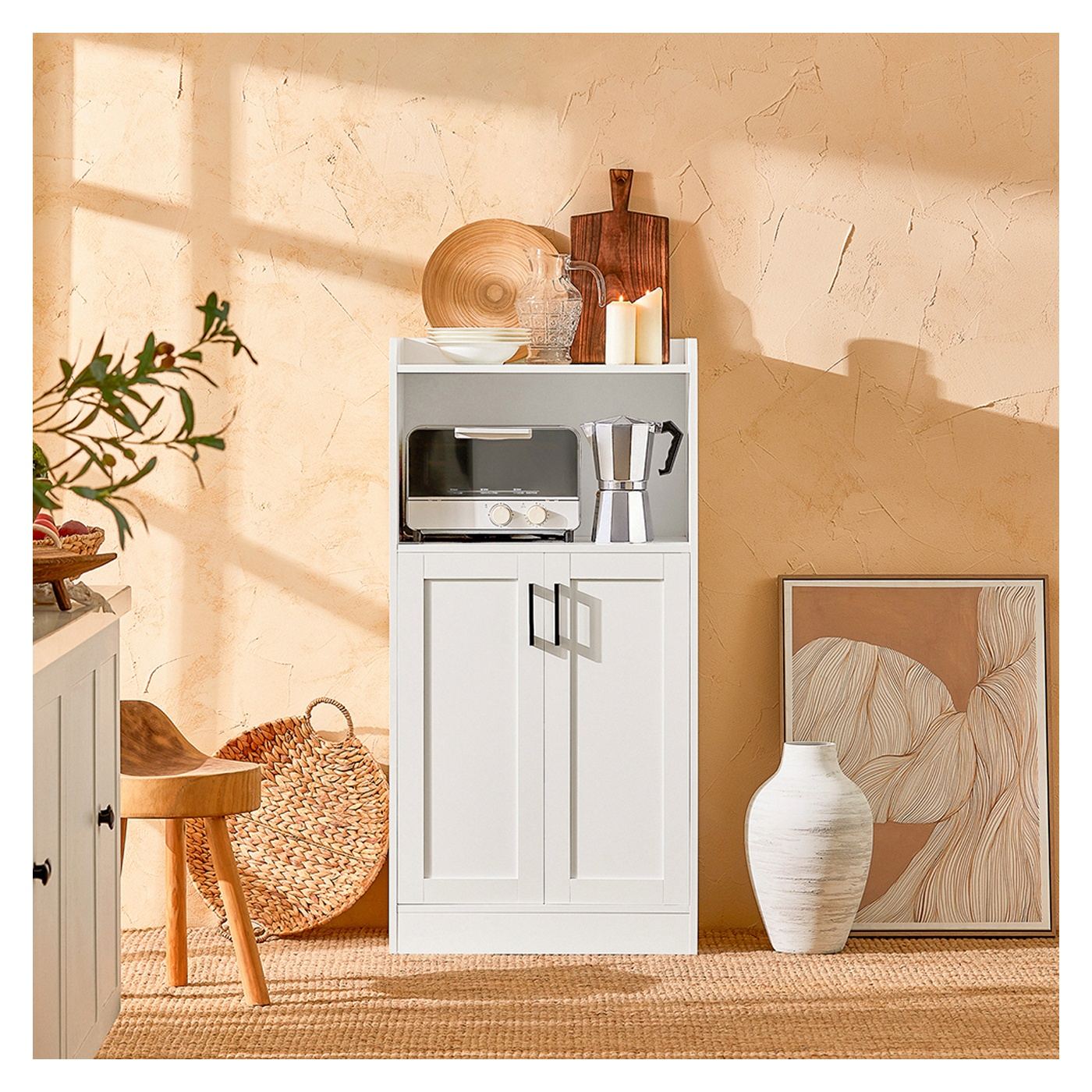 SoBuy FSB47-W Bela kuhinjska omarica z 2 policama in vrati 60x120x39 cm - 4