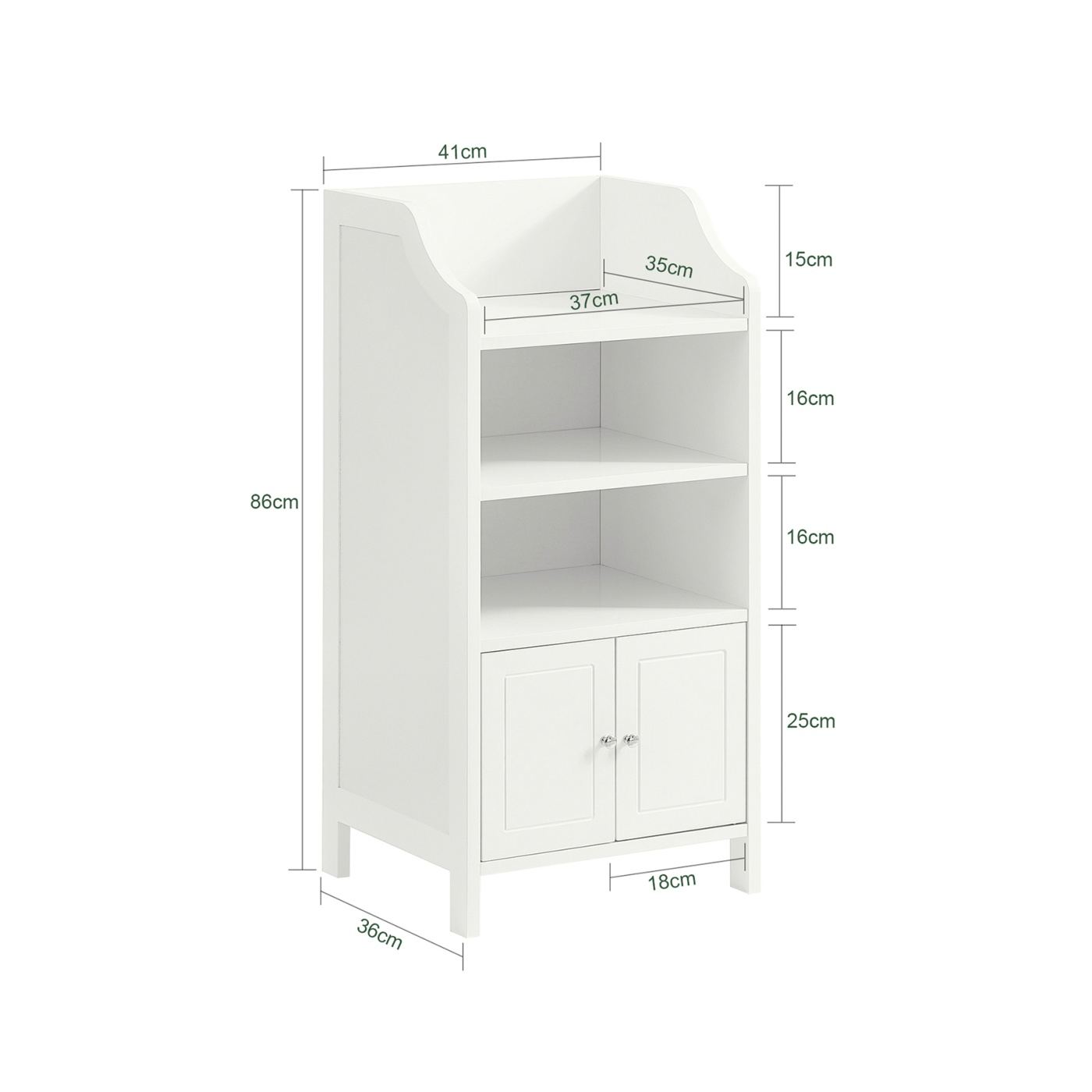 SoBuy BZR56-W Bela kopalniška omarica 41x86x36 cm s policami - 3