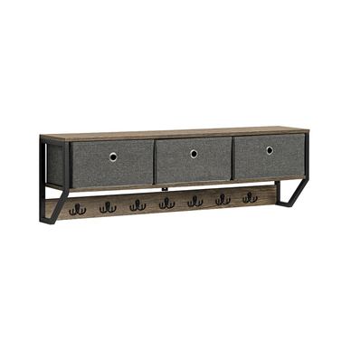 SoBuy FHK26-N Stenska polica s 3 košarami in 7 kljukami, Vintage, 100x30x20 cm