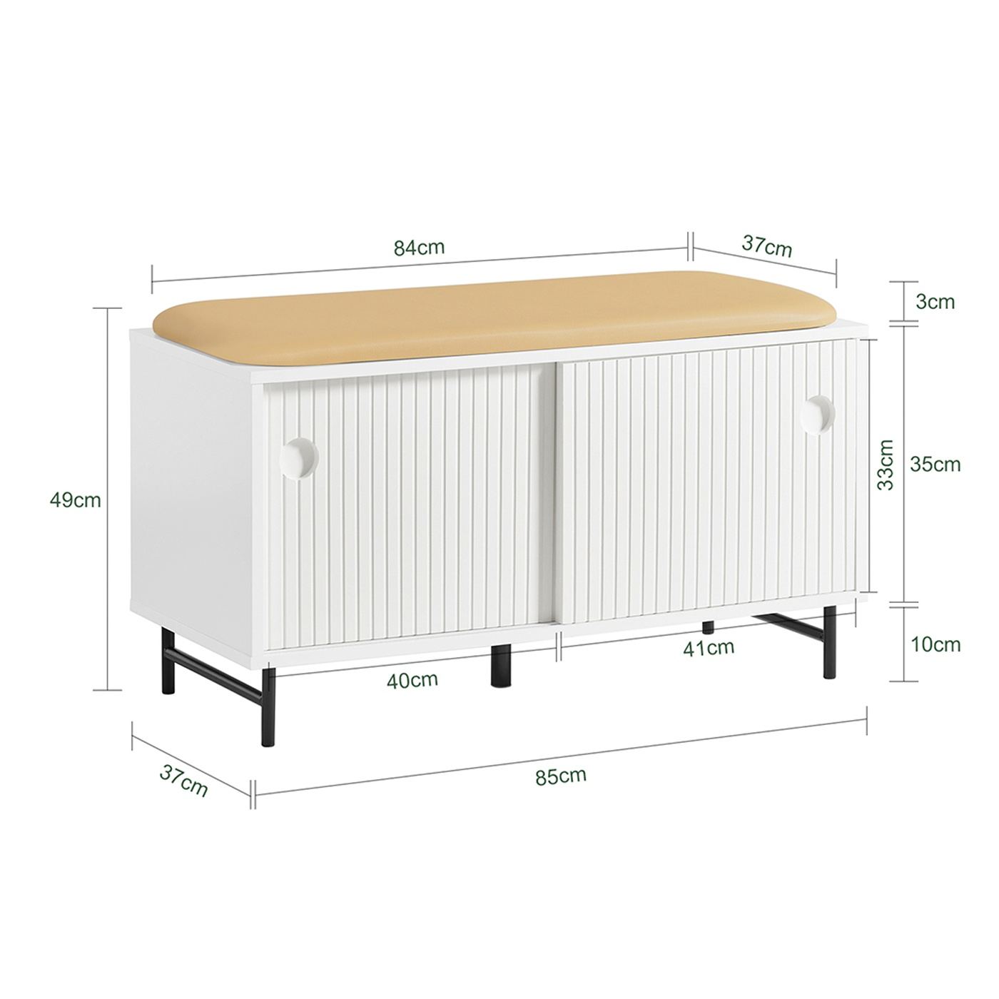 SoBuy Măsuță îngustă pentru pantofi cu șezut Alb FSR116-W - 3