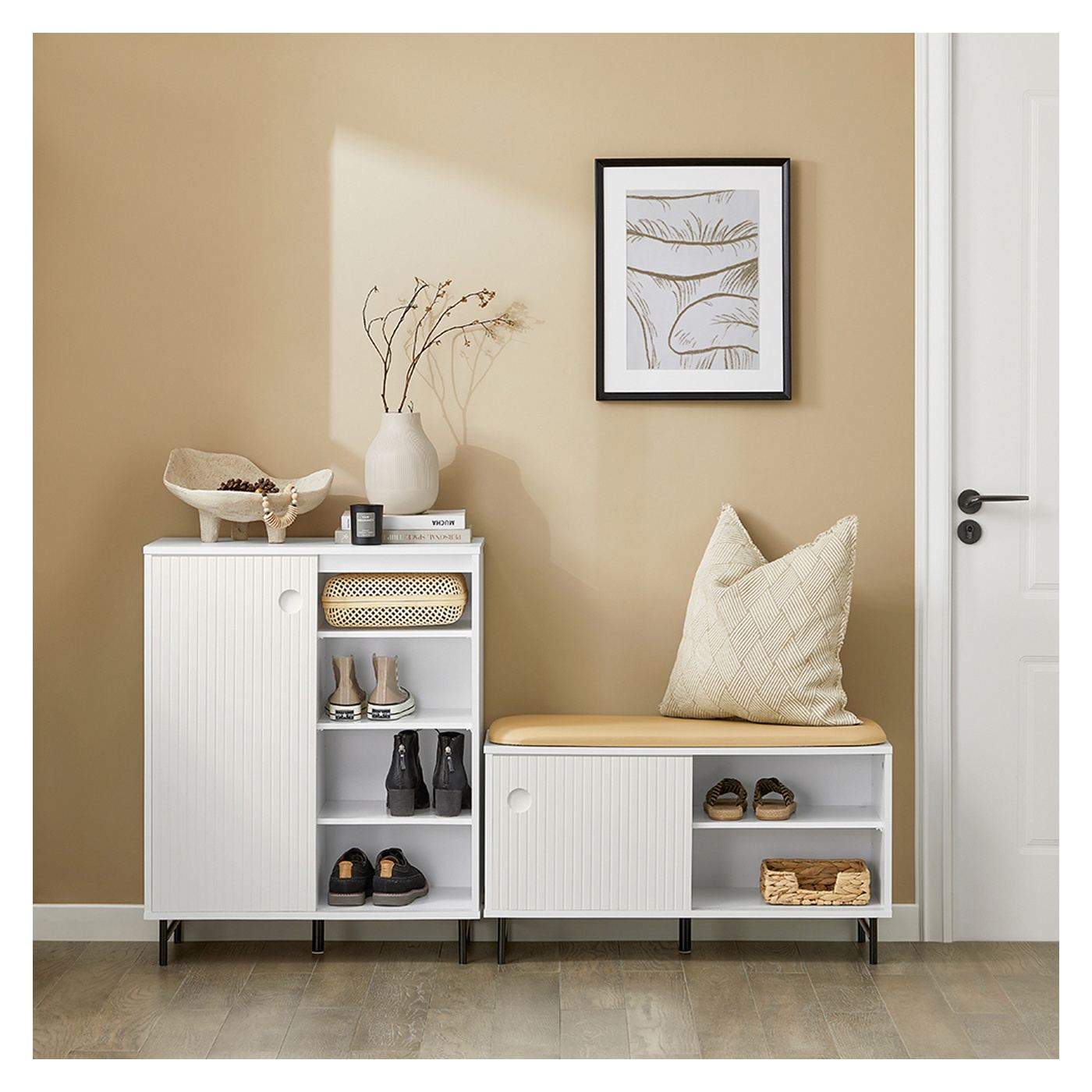SoBuy Măsuță îngustă pentru pantofi cu șezut Alb FSR116-W - 4