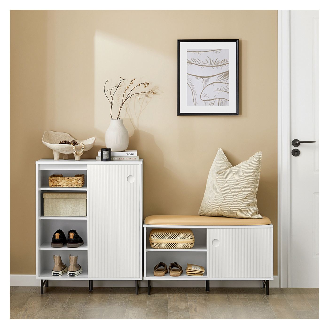 SoBuy Măsuță îngustă pentru pantofi cu șezut Alb FSR116-W - 5