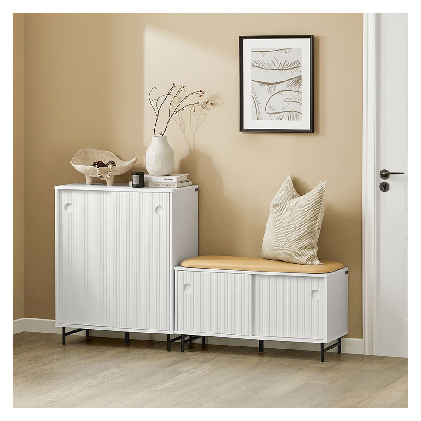 SoBuy Măsuță îngustă pentru pantofi cu șezut Alb FSR116-W - 11