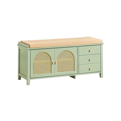 SoBuy Cipős szekrény ülőkével 3 fiókos Zöld 34x100x46 cm