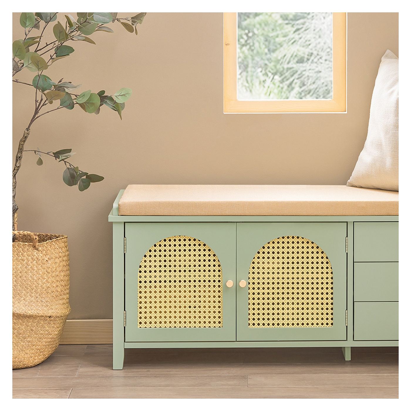 SoBuy Ormarić za cipele sa sjedalom 3 ladice Zelena 34x100x46 cm - 15