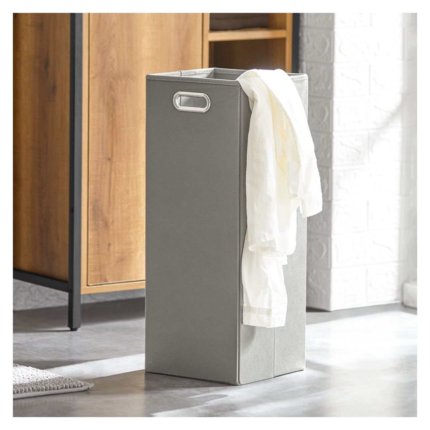 SoBuy Dulap Îngust pentru Baie cu Coș de Rufe 60x30x90 cm BZR65-PF - 12