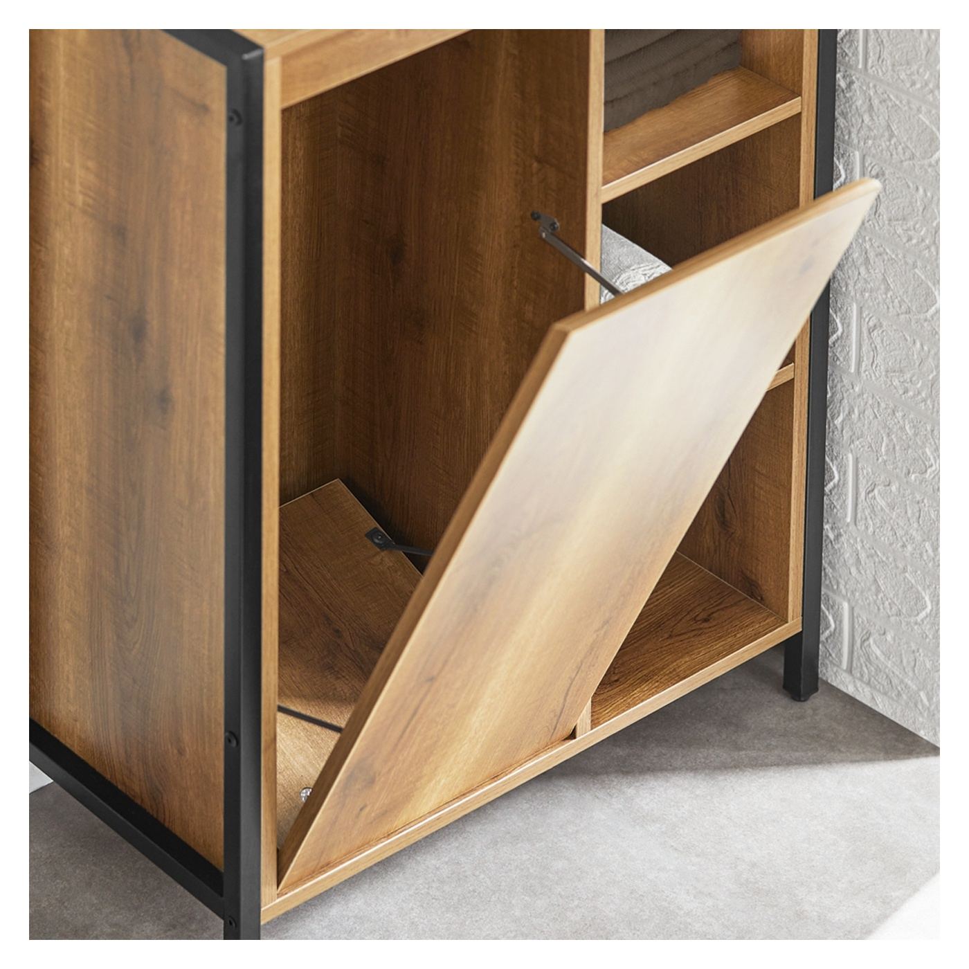 SoBuy Dulap Îngust pentru Baie cu Coș de Rufe 60x30x90 cm BZR65-PF - 15