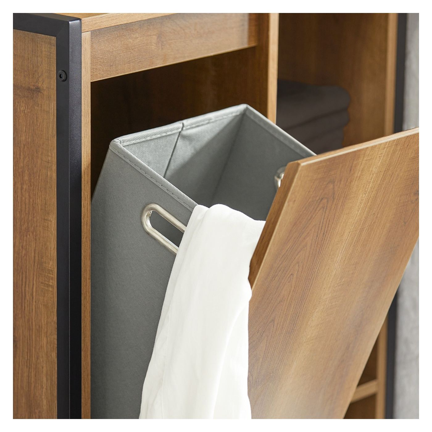 SoBuy Dulap Îngust pentru Baie cu Coș de Rufe 60x30x90 cm BZR65-PF - 11