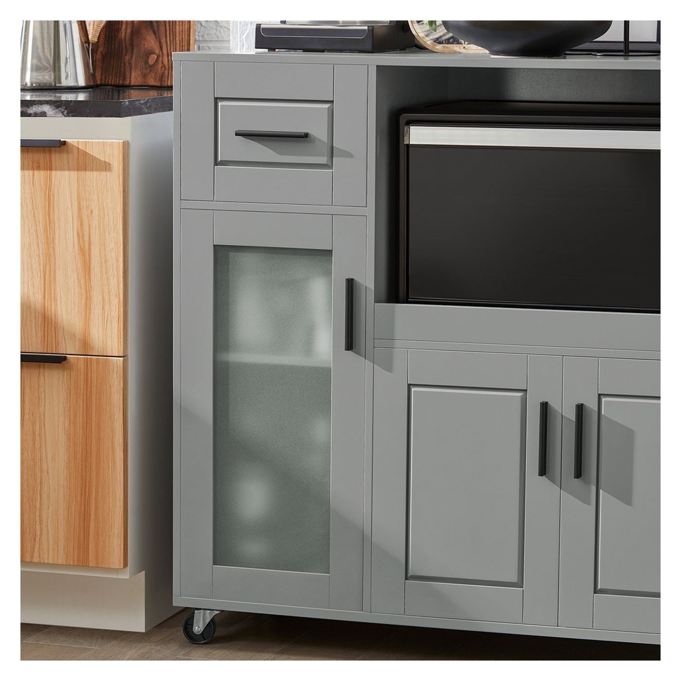 Кухненски шкаф SoBuy с количка, сив 40x88.5x89 см FSB78-HG - 6