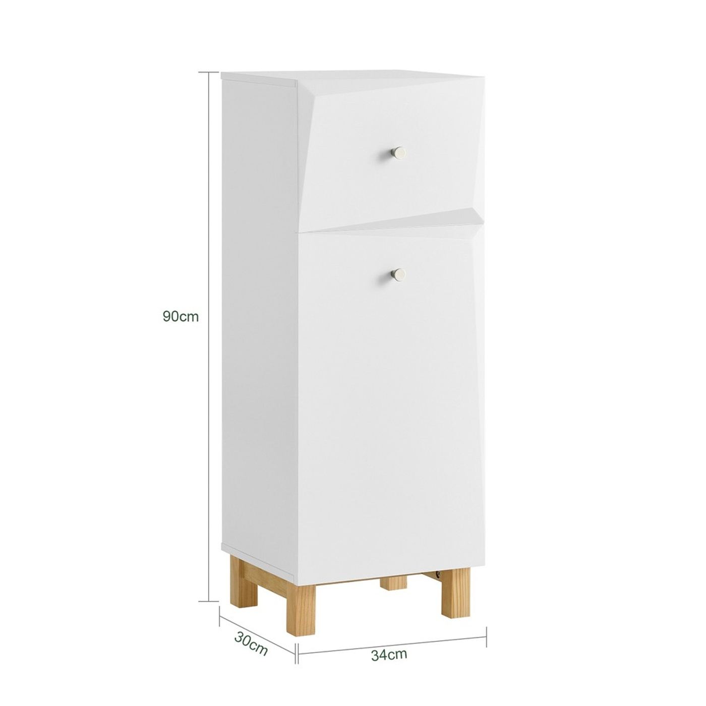 SoBuy Шкаф за баня с кош за пране Бял 34x90x30 см BZR93-W - 3